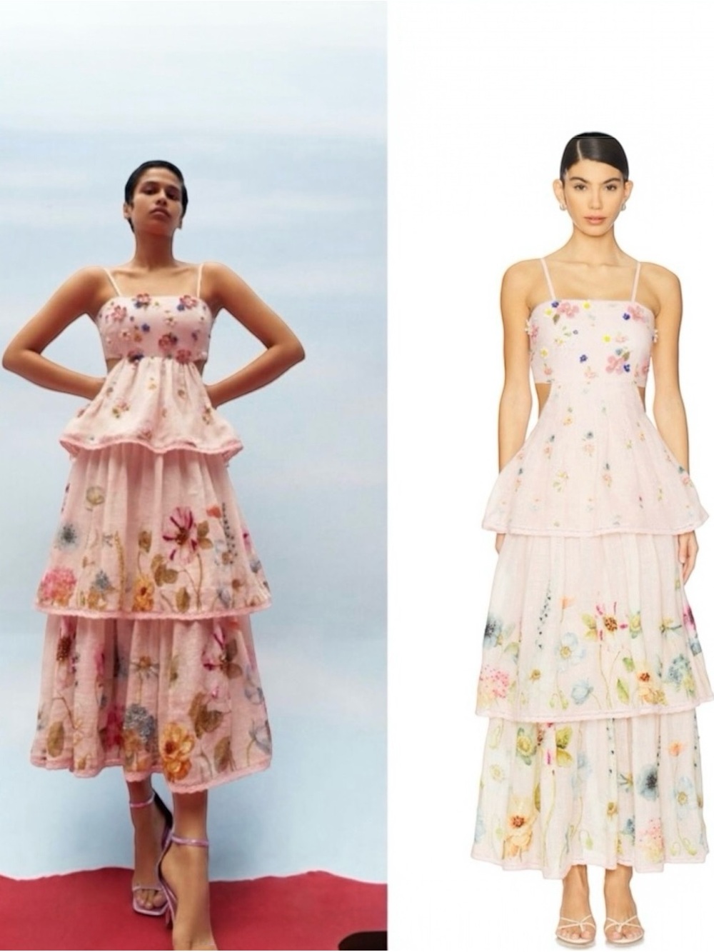 NWT La Fuori Garden Gala Tier Beaded Multi Floral Dress Size S